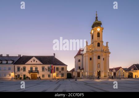 Town hall and parish church at Schloßplatz in Laxenburg, Lower Austria, Austria Stock Photo