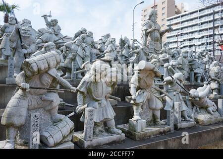 Osaka, Japan - Forty-seven Ronin Statues at Kissho-ji Temple in