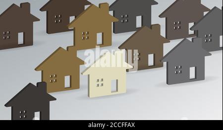 Set of 3d houses in different colors Stock Vector