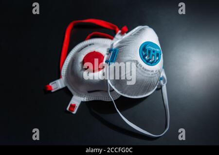 Corona, FFP3 protective masks, medical masks, respiratory masks fine dust particles, Covid 19, aerosols Stock Photo