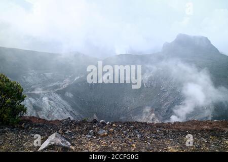 Active crater on Mount Gede (Gunung Gede) in West Java, Indonesia. Stock Photo