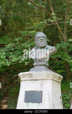 Siebold Statue at Site of the Former Siebold Residence in Nagasaki, Japan. Philipp Franz Balthasar von Siebold (1796-1866) was a German physician. Stock Photo