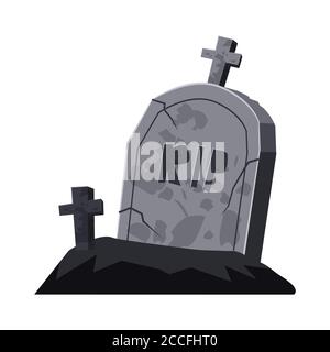Grave, cemetery, cross, icon, vector, illustration Stock Vector
