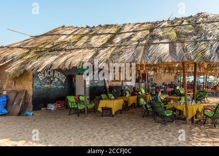 Candolim, North Goa, India - November 23, 2019: Exterior of the Beach House Shack Cafe located on the Candolim Beach in Candolim, North Goa, India. Stock Photo