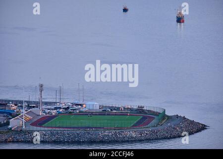 Vladivostok, Russia - Jun 11, 2020: view of the Amur Bay at sunset. Stock Photo