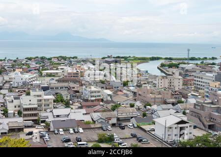 Nagasaki, Japan - Shimabara city view from Shimabara castle in Shimabara, Nagasaki, Japan. Stock Photo