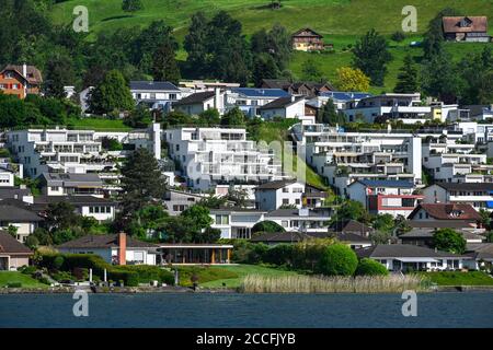 Development of housing estate with lake impetus Lake Lucerne, Küssnacht am Rigi, Switzerland Stock Photo