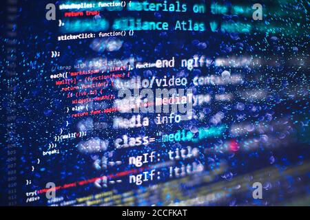 Big data storage and cloud computing representation. Template of website, selective focus. Data processing center. Data optimization. Computer interfa Stock Photo