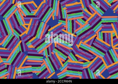 Abstract Color Elements Seamless Pattern 3D Illustration Stock Vector