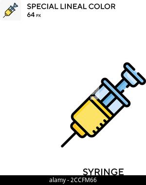 Syringe Special lineal color icon. Illustration symbol design template for web mobile UI element. Stock Vector