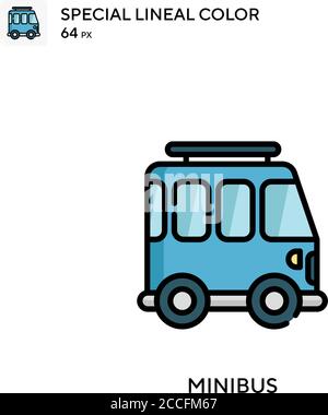 Minibus Special lineal color icon. Illustration symbol design template for web mobile UI element. Stock Vector
