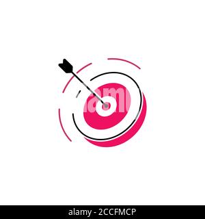 Target bullseye arrow icon flat. Illustration isolated on white background. Vector red sign symbol Stock Vector