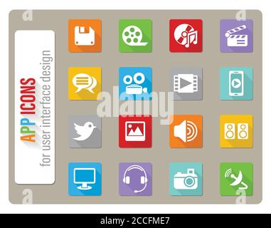 media icon set Stock Vector