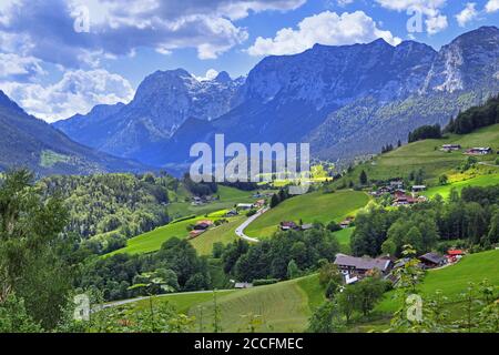 View from the Soleleitungsweg to Reiteralpe (2286m), Ramsau bei Berchtesgaden, Berchtesgadener Land, Upper Bavaria, Bavaria, Germany Stock Photo