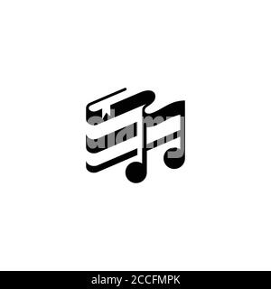 Black Music book with note icon isolated on white background. Music sheet with note stave. Notebook for musical notes. Random dynamic shapes. Vector I Stock Vector