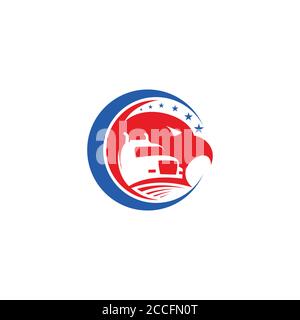 Eagle Truck Transport, Label, Logo designs Vector Icon Symbol template Stock Vector