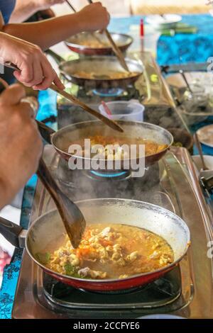 Balinese cuisine is the traditional cookery of Balinese people from the volcanic island of Bali. Using a variety of spices, blended with fresh vegetab Stock Photo