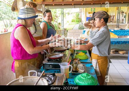 Balinese cuisine is the traditional cookery of Balinese people from the volcanic island of Bali. Using a variety of spices, blended with fresh vegetab Stock Photo