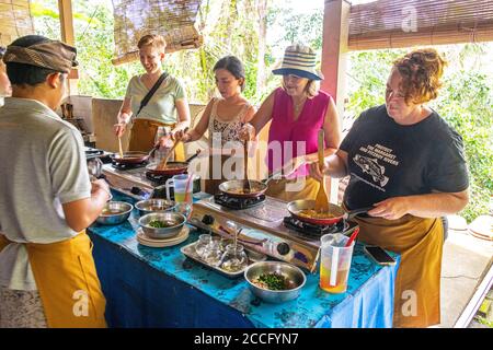 Balinese cuisine is the traditional cookery of Balinese people from the volcanic island of Bali. Using a variety of spices, blended with fresh vegetab Stock Photo