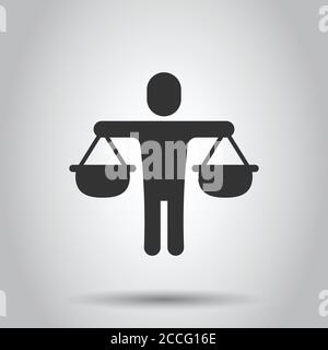 Ethic balance icon in flat style. Honesty vector illustration on isolated background. Decision business concept. Stock Vector