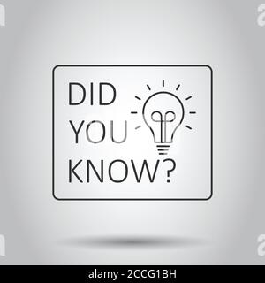 Did You Know icon in flat style. Question mark vector illustration on white isolated background. Attention banner business concept. Stock Vector