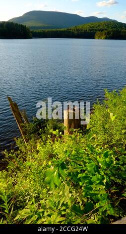 Cooper Lake, NY is the largest lake in the Catskill Mountains. Lake is protected as it supplies drinking water to the city of Kingston Stock Photo