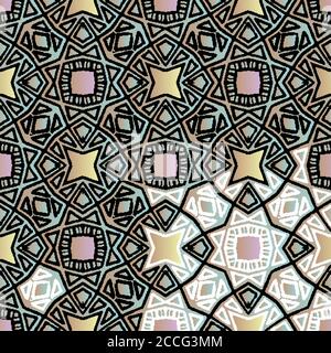 stained glass window seamless vector pattern Stock Vector
