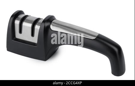New black knife sharpener isolated on white Stock Photo
