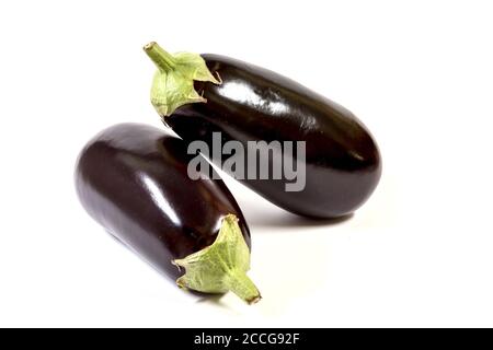 Isolated healty food, vegetables two eggplants on a white background Stock Photo