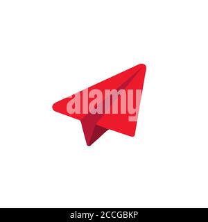 Red paper plane icon. Start up concept. Vector on isolated white background. EPS 10 Stock Vector