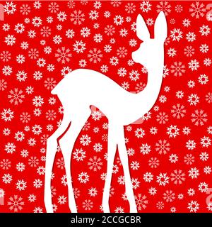 Fawn with snowflakes. Christmas motif Stock Vector