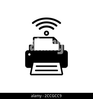 Smart printer icon. Wireless connection sign for web, mobile apps and ui design. Vector on isolated white background. EPS 10 Stock Vector