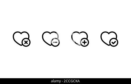 Heart with check mark. Healthcare vector elements. Set of heart stickers or signs with checkmark. Vector on isolated white background. EPS 10 Stock Vector