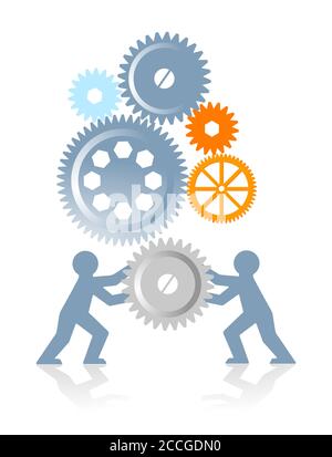 Connection, cogwheel, cooperation, Business team concept - vector illustration Stock Vector