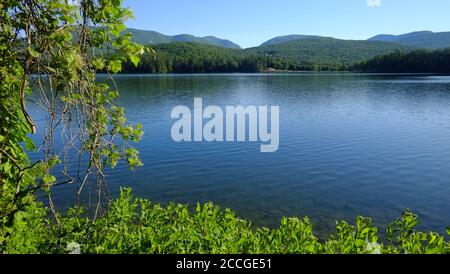 Cooper Lake, NY is the largest lake in the Catskill Mountains. Lake is protected as it supplies drinking water to the city of Kingston Stock Photo