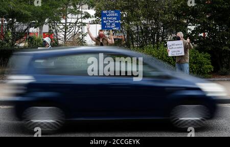 Leicester, Leicestershire, UK. 22nd August 2020. Demonstrators attend a ÒSave Our NHSÓ protest. The campaign aims to build a movement to fight for fair wages in the National Health Service. Credit Darren Staples/Alamy Live News. Stock Photo