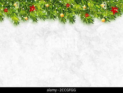 Christmas tree branches frame. Vector illustration Stock Vector