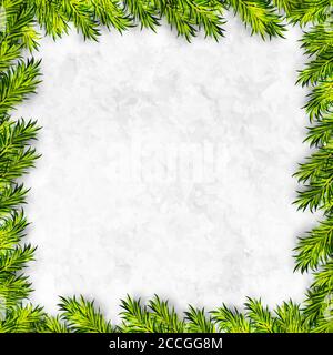 Christmas tree branches frame vector background Stock Vector