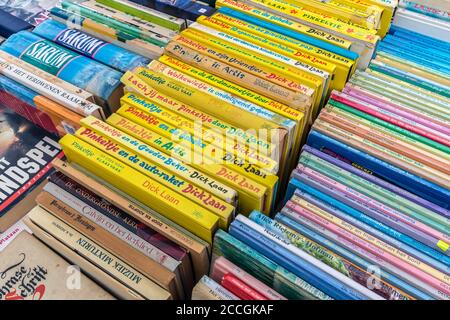 Dutch flea market with juvenile books of 'Pinkeltje' Stock Photo