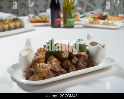 Skewered and Grilled Meat, Kebab Stock Photo - Image of banana, buffet:  67933470