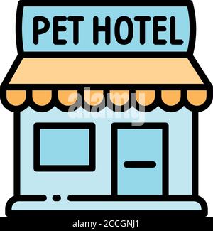 Street pet hotel icon. Outline street pet hotel vector icon for web design isolated on white background Stock Vector