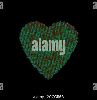 abstract heart with multicolored polygonal mosaic on black background. the concept of love, Valentine's day Stock Photo