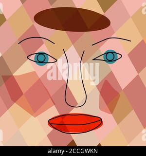 abstract vector art of a beautiful woman's face, flat clean style Stock Vector