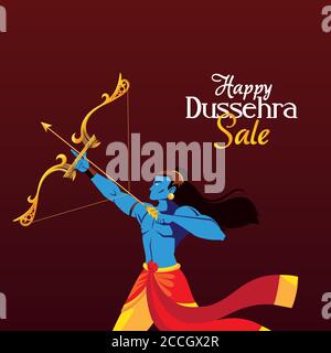 lord ram cartoon with bow and arrow design, Happy dussehra festival and indian theme Vector illustration Stock Vector