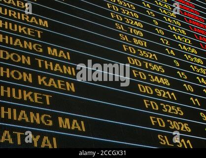 Flight travel airport business concept : Airport flight information , departure , arrival led sign board for background Stock Photo