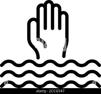 Drowned man icon, outline style Stock Vector