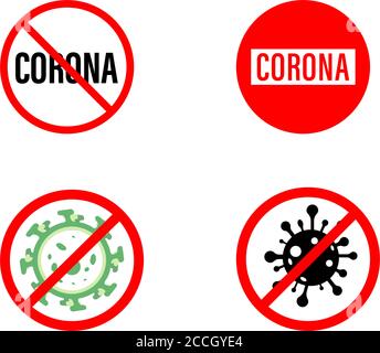 Vector illustration of Stop Corona virus or Covid 19 logo set. vector Stock Vector