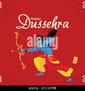lord ram cartoon with bow and arrow design, Happy dussehra festival and indian theme Vector illustration Stock Vector