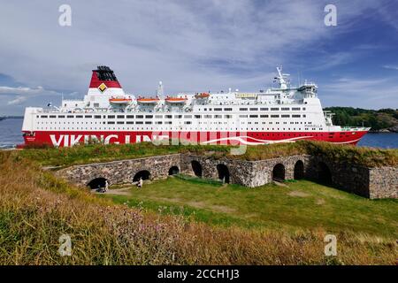 Helsinki, Finland - August 15, 2020: The cruise ferry MS Mariella is departing from Helsinki. Viking Line Abp is a Finnish shipping company. Stock Photo