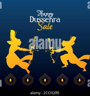 lord ram with bow and arrow gold silhouettes design, Happy dussehra festival and indian theme Vector illustration Stock Vector